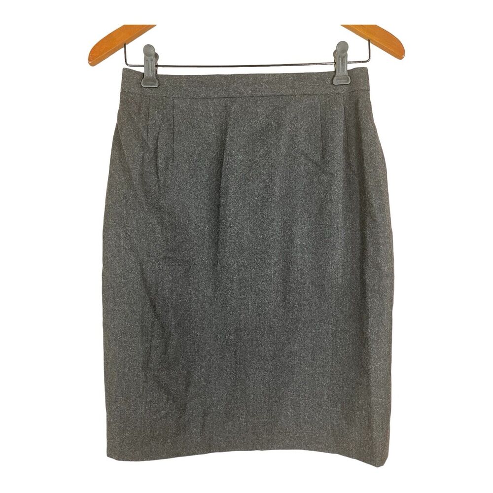 Escada Gray Virgin Wool Cashmere Blend Pencil Skirt Size 38 Medium